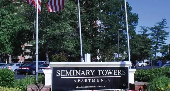 Seminary Towers Apartments entrance sign in Alexandria, VA